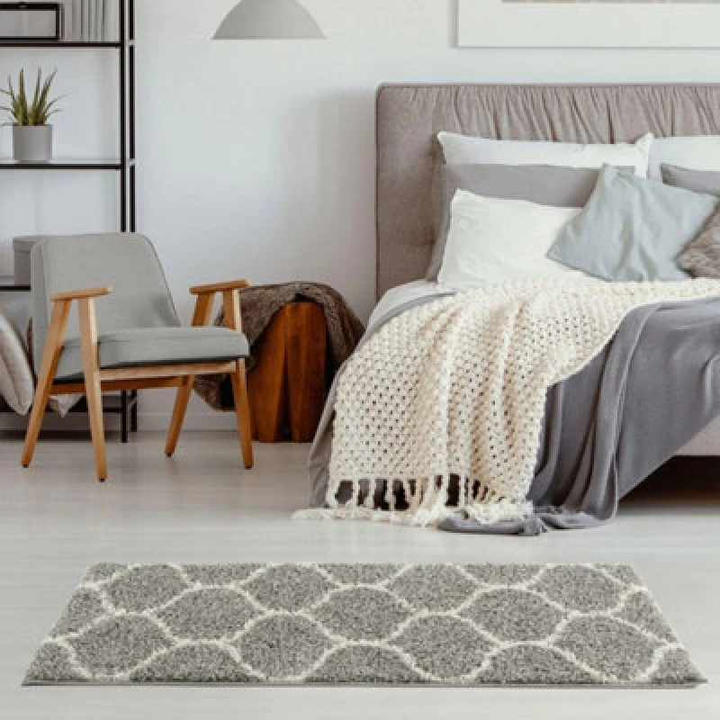 Image of The Rugs Myshaggy Collection Rugs Trellis Design In Grey 384 Gi