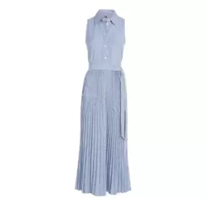 Image of Tommy Hilfiger Pleated Ithaka Long Shirt Dress - Blue