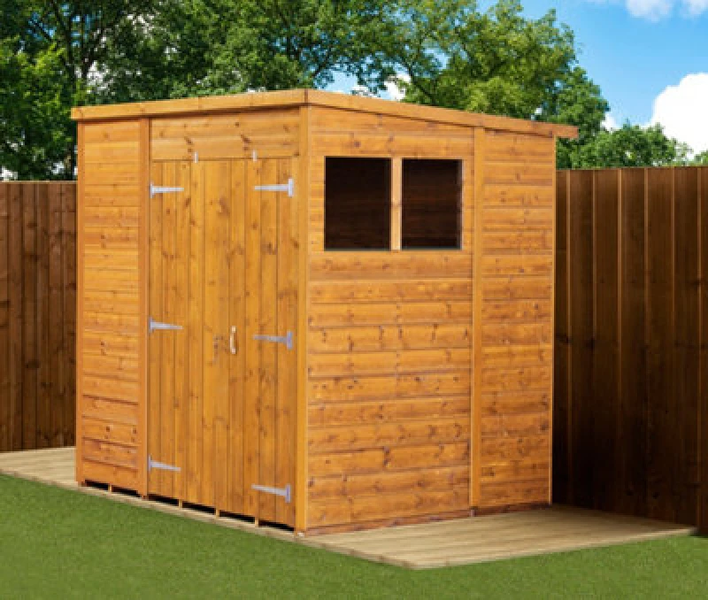 Image of Empire Sheds Empire Modular Pent 6X6 Dipped Treated Tongue And Groove Wooden Garden Shed Double Door & Windows (6' X 6' / 6ft X 6ft) (6X6)