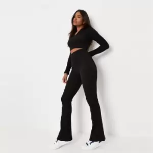 Image of Missguided Ribbed Flare - Black