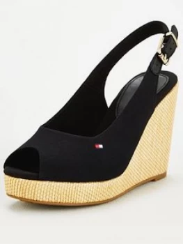 Image of Tommy Hilfiger Iconic Elana Sling Back Wedge - Black