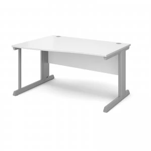 Image of Vivo Left Hand Wave Desk 1400mm - Silver Frame White Top
