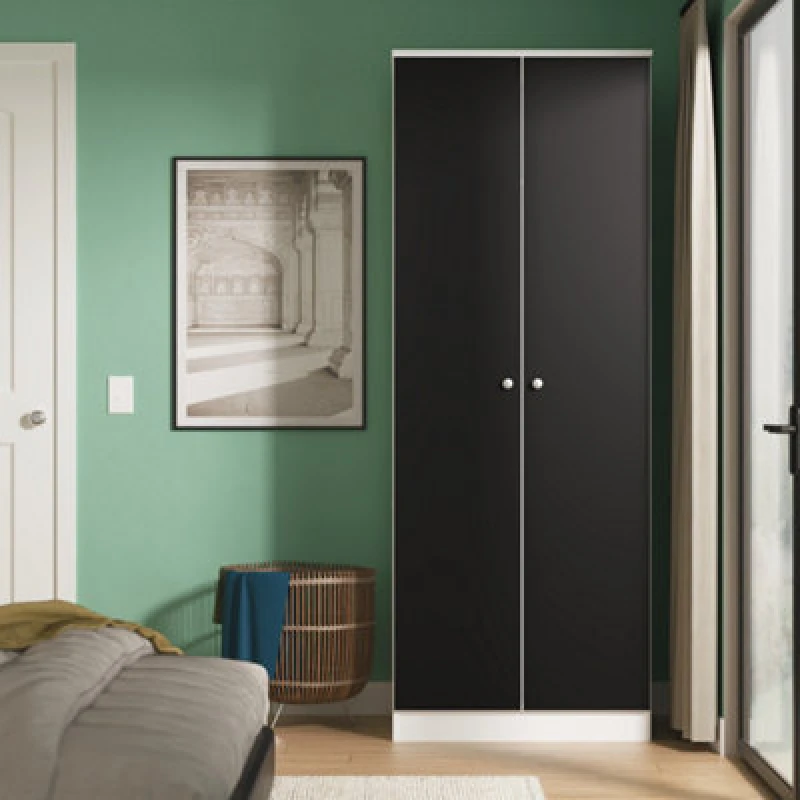 Image of Portland Tall Plain Wardrobe In Black & White Matt (Ready Assembled)