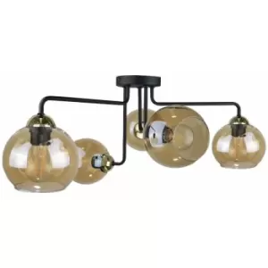 Image of Keter Monde Multi Arm Semi Flush Ceiling Light Gold, 70cm, 5x E27