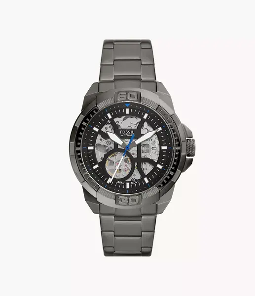 Image of Fossil Mens Bronson Automatic Smoke Stainless Steel Watch