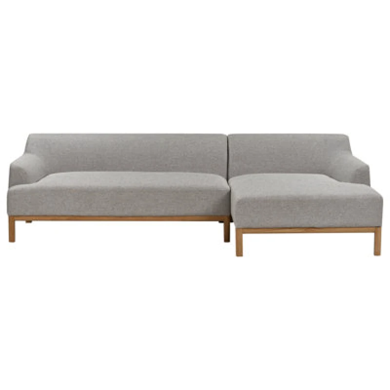 Image of Beliani Corner Sofa 3 Seater Sosjo Fabric Light Grey Left Hand