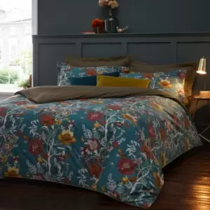 Image of Bloom Floral Duvet Cover Set Teal