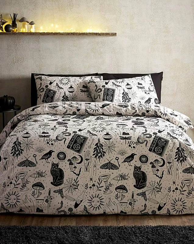 Image of Catherine Lansfield Catherine Lansfield Witchcraft Duvet Set Black/Natural - Catherine Lansfield - Size: DOUBLE Black/Natural DOUBLE WP33102