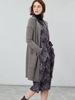Image of Joules Camilla Longline Ribbed Cardigan - Mink, Mink, Size 8, Women
