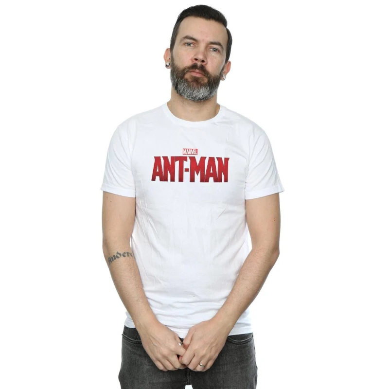 Image of Marvel Marvel Men Ant-Man Movie Logo T-Shirt in White Size: Small White S Male 5057245957519