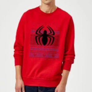 Image of Marvel Avengers Spider-Man Logo Christmas Sweatshirt - Red - M