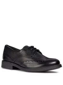 Image of Geox Agata Lace Up School Brogues - Black, Size 1 Older