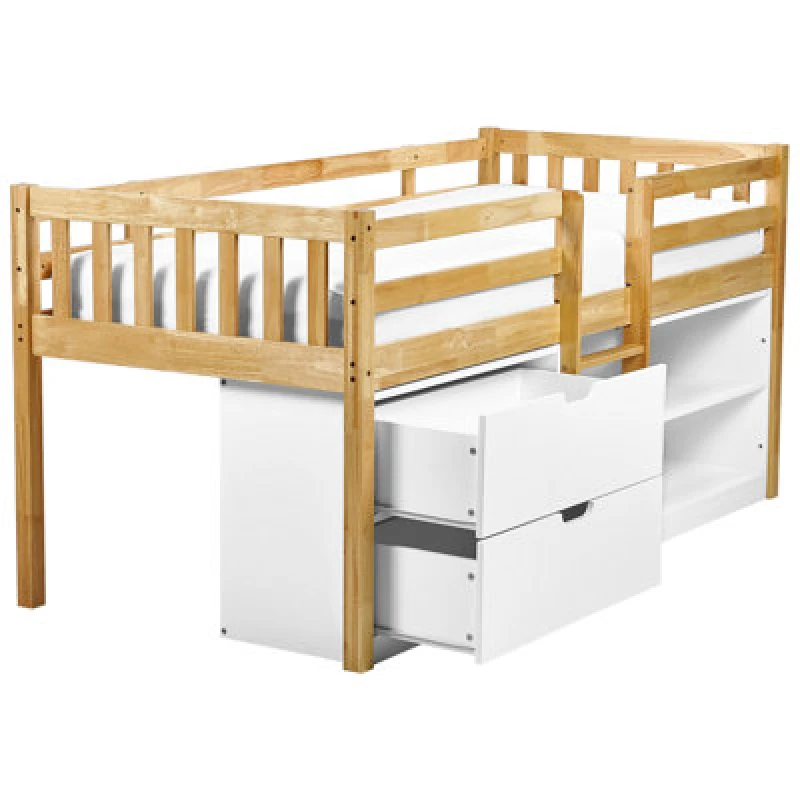 Image of Beliani Mid Sleeper Bed Wood Susville 90 X 200 Cm (Eu Single) Light Brown