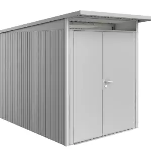Image of Biohort AvantGarde Double Door Metal Garden Shed 5ft9 x 9ft8 A3 - Metallic Silver