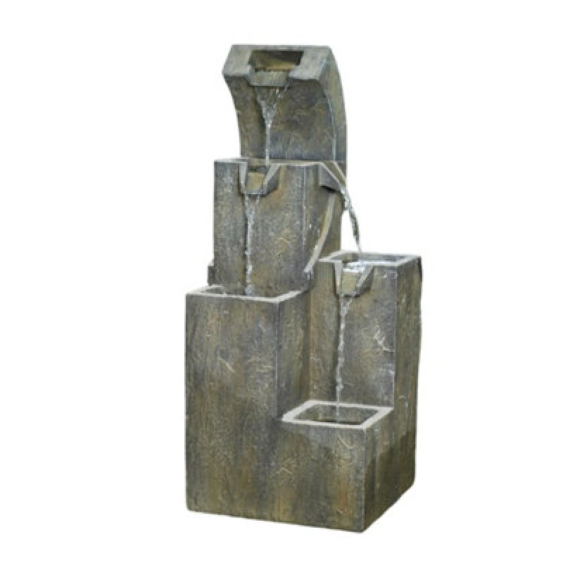 Image of Vossmoon Petros water fountain with four tiered cascading waterfalls Grey
