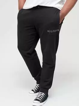 Image of Tommy Hilfiger Big & Tall Linear Flag Logo Joggers - Black, Size 4XL, Men