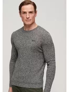 Image of Superdry Essential Slim Fit Crew Jumper - Dark Grey, Size S, Men