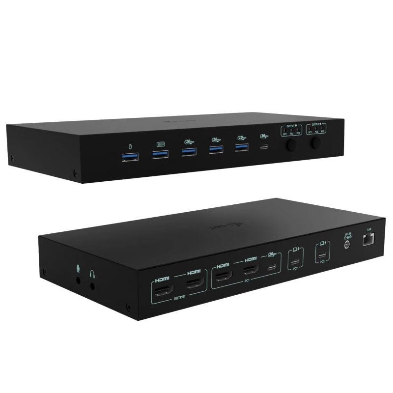 Image of i-tec i-tec USB-C KVM Dock PRO for Three Hosts, Dual Video, with 2x Power Delivery, max 92W C31KVMDOCKPDPROUK