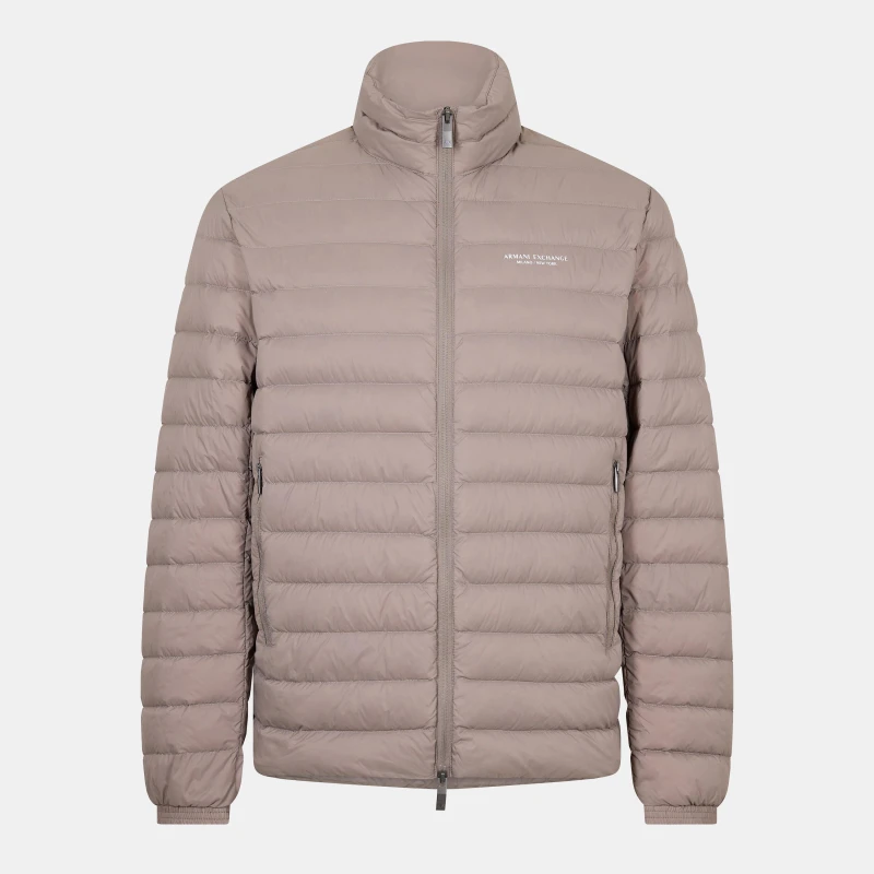 Image of Armani Exchange Mens Down Short Puffer Jacket Driftwood U6107 male S