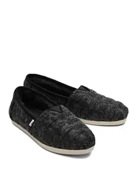 Image of Toms Womens Alpargata Cable Knit Faux Shearling Flats