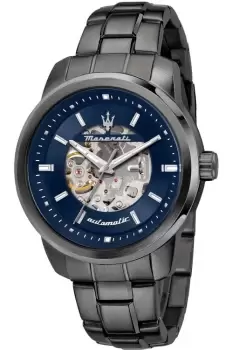 Image of Gents Maserati Successo 44mm Auto Blue Dial Bracelet Ip Gun Watch