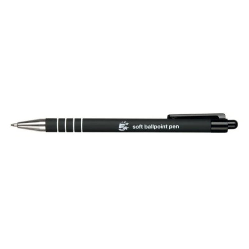 Image of 5 Star Office Retractable Ball Pen 0.5mm Line Black (12 Pack) 918508