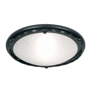 Image of 1 Light Flush Ceiling Light Black, E27