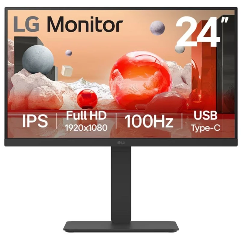 Image of LG 24BA750 24 IPS Full HD 100Hz USB-C Height Adjustable Monitor 24BA750-B.AEK Black
