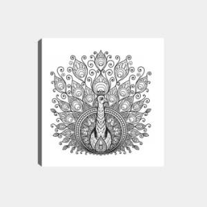 Image of MANDALA60 White Black Decorative Canvas Painting