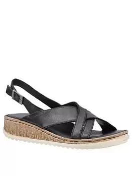 Image of Hush Puppies Elena Cross Over Wedge Sandal - Black, Size 4, Women