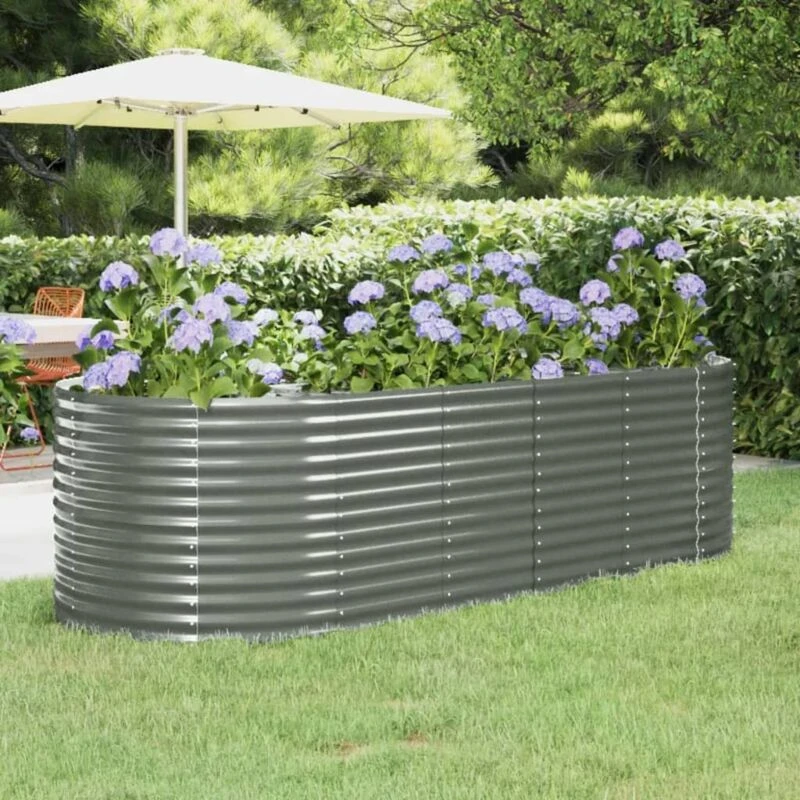 Image of vidaXL Garden Raised Bed Powder-coated Steel 249x100x68cm Grey 319064