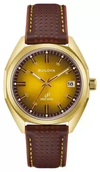 Image of Bulova 97B214 Jet Star (40mm) Gold Dial / Brown Leather Watch