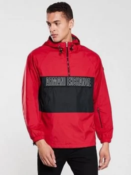 Image of Armani Exchange Logo Front Pocket Pullover Jacket Red Size S Men