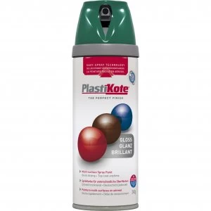Image of Plastikote Premium Gloss Aerosol Spray Paint Lawn Green 400ml