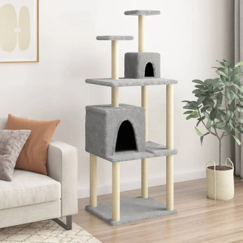 Image of VIDAXL Cat Tree with Sisal Scratching Posts Light Grey 167cm vidaXL 8720845417079