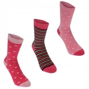 Image of Kangol Formal Socks 3 Pack Ladies - Pink Hearts