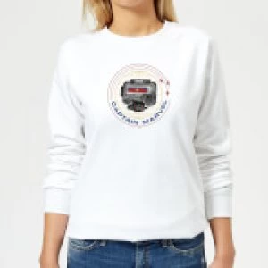 Image of Captain Marvel Pager Womens Sweatshirt - White
