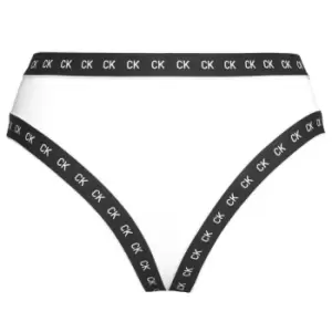 Image of Calvin Klein High Leg CK Bikini Bottoms - White
