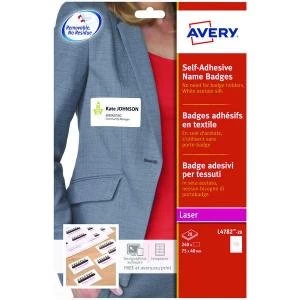 Image of Avery Self Adhesive Name Badge 12 Per Sheet Wht Pack of 240 L4782-20