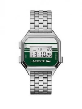 Image of Lacoste Berlin Vintage Style Stainless Steel Bracelet White/Green Dial Digital Watch