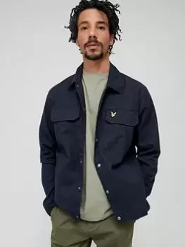 Image of Lyle & Scott Crest Weave Overshirt, Navy Size M Men