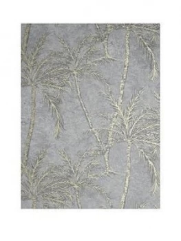 Image of Arthouse Metallic Palm Grey & Rose Gold Wallpaper