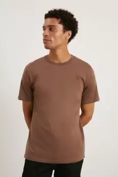 Image of Mens Slim Fit Brown Short Sleeve Premium Tee