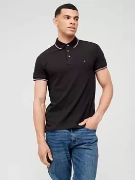 Image of Tommy Hilfiger 1985 Rwb Tipped Slim Fit Polo Shirt - Black, Size 2XL, Men
