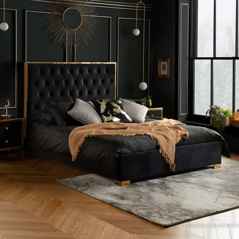 Image of Birlea Chelsea 4ft6 Double Black Fabric Bed Frame