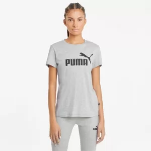 Image of PUMA Essentials Logo Womens T-Shirt, Light Grey Heather, size Medium, Clothing