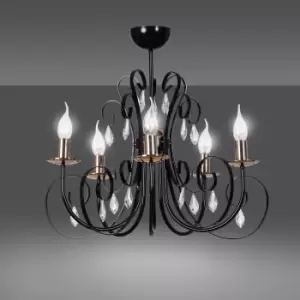 Image of Foreman Black Multi Arm Semi Flush Ceiling light 5x E14