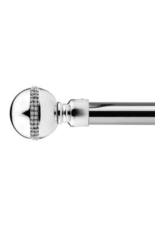 Image of Unknown 16-19mm Bejeweled Extendable Eyelet Metal Curtain Pole Set Chrome 120-210Cm