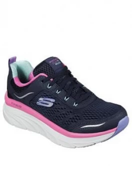 Image of Skechers D'Lux Walker Infinite Motion Max Cushion Trainers - Navy/Multi