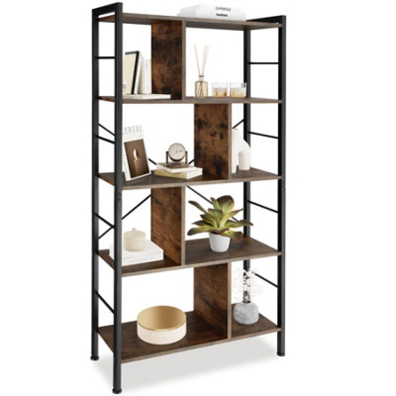 Image of Tectake Standing Shelf Charleston 75.5X30X155Cm - Industrial Wood Dark, Rustic